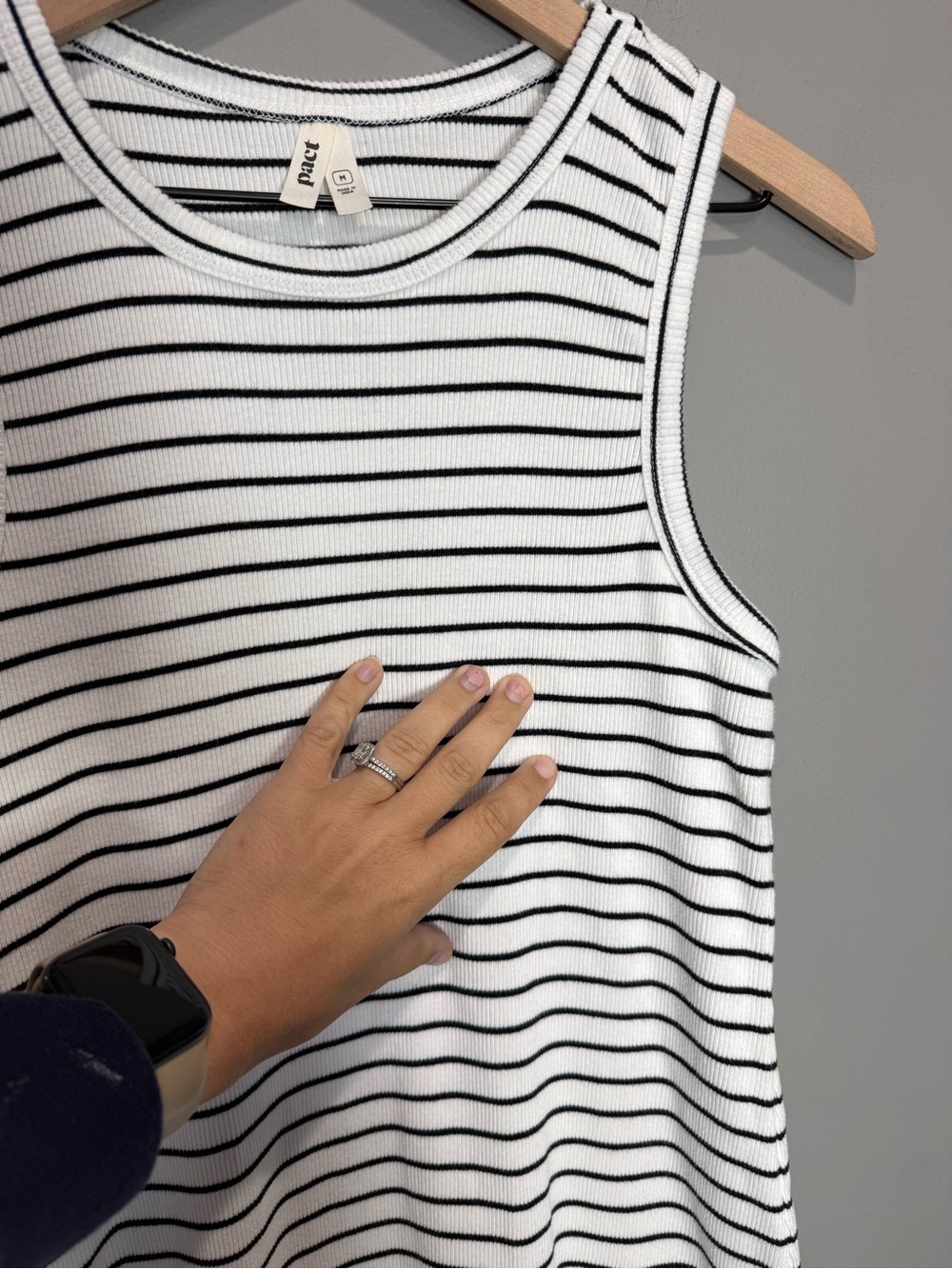 Pact Organic Cotton Ribbed Striped Racerback Midi Tank Dress M - Picture 3 of 7